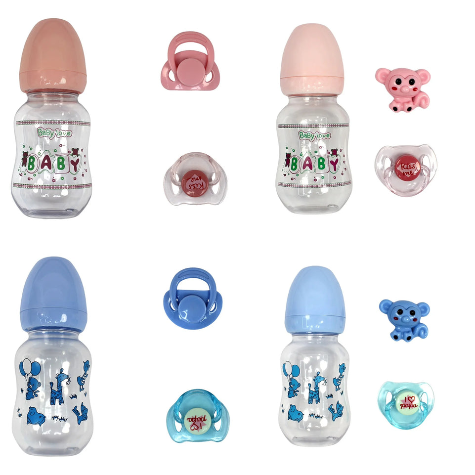 Lovely Reborn Doll Accessories Magnetic Pacifier&Feeding Bottles Reborn Baby Doll Supplies Dummy For New Reborn Baby Doll Toys