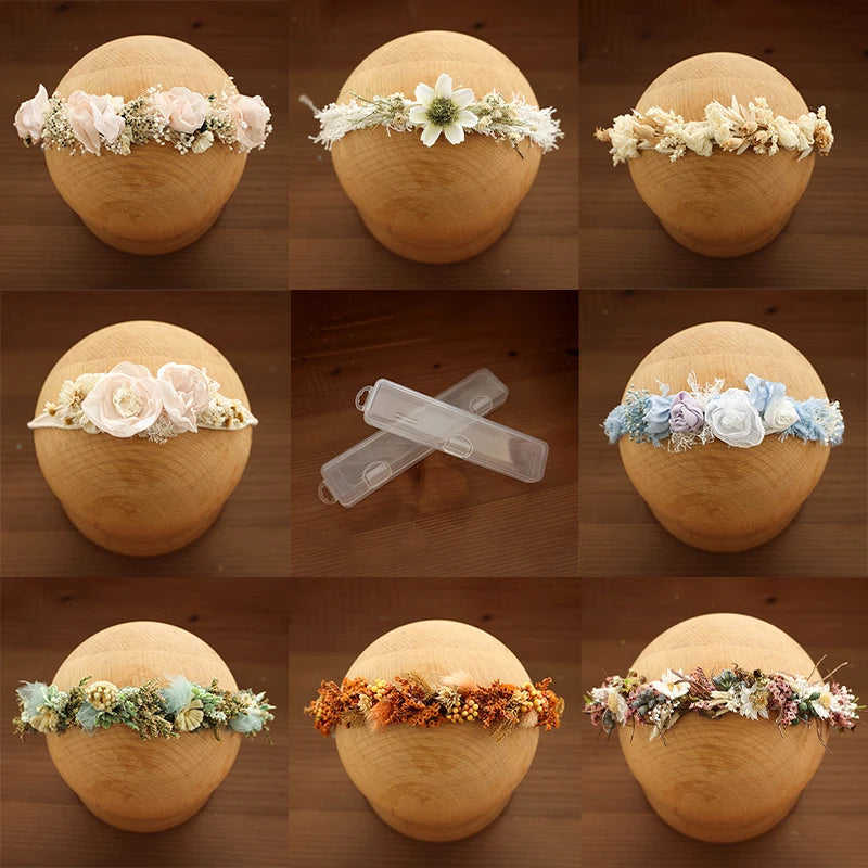 Baby Photography Accessories Full Moon Baby Artificial Flower Headband Decoration Adjustable Floral Headwear Newborn Photo Props